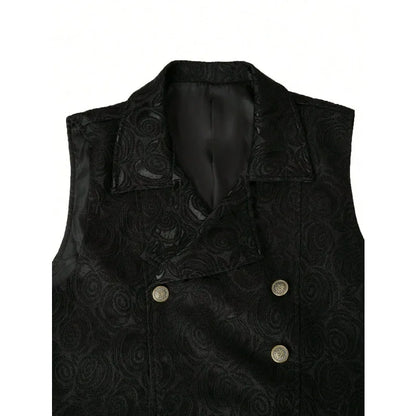 Suit Vest Men British Style Turn Down Collar Double-breasted Male Waistcoat Slim Printed Business Casual Man Coat Vest