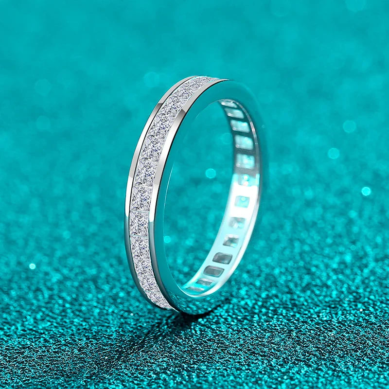 Full Princess Cut Moissanite Ring for Women 925 Sterling Silver Lab Diamond Engagement Wedding Rings Fine Jewelry Bands