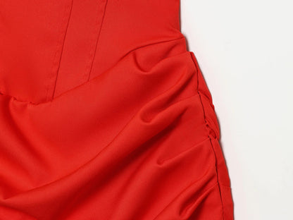 Women's Dress 2025 Autumn New Arrivals Reddish-Brown Spaghetti Strap Sexy Bodycon Mini Dress with Tie Details Stylish and Unique