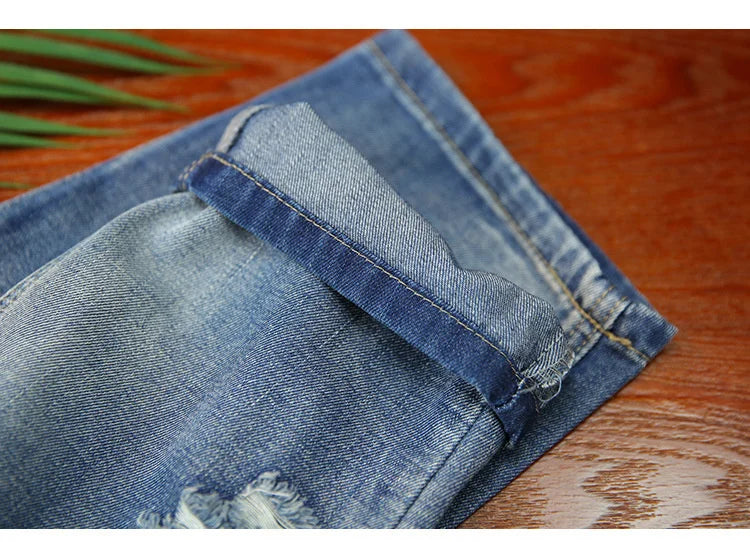 2025 Fashion Summer Streetwear Denim Trousers Ladies Vintage Elastic Jeans Womens Casual Loose Embroidery Harem Pants