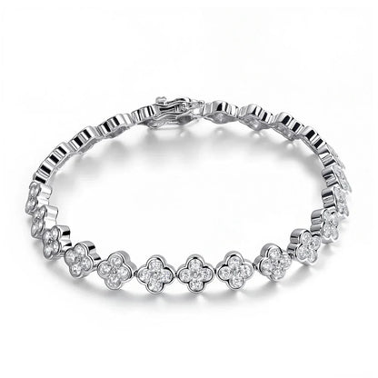 D VVS1 Moissanite Tennis Bracelet 2mm Diamond GRA Certified s925 Sterling Silver Four Leaf Clover Bracelets for Women