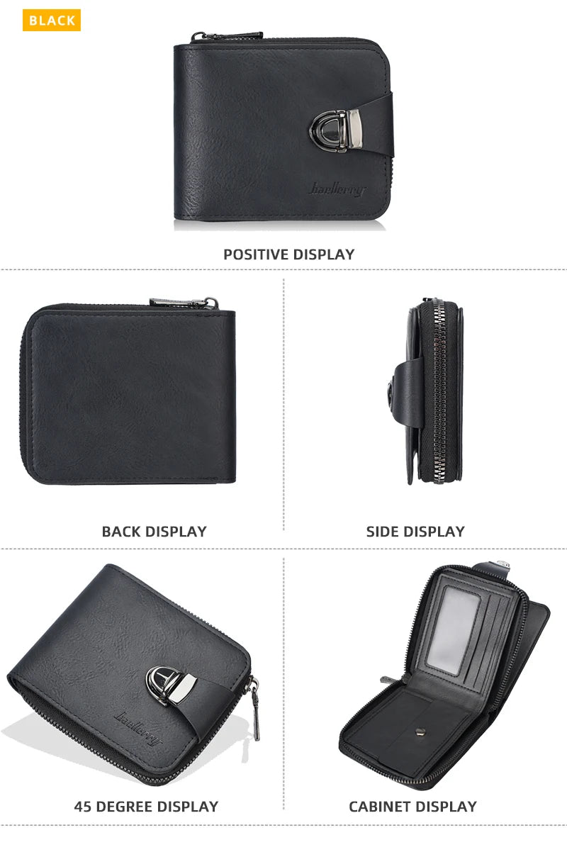 Men's Wallet Made pu Skin Purse for Men Coin Purse Short Male Card Holder Wallets Zipper Around Money Coin Purse