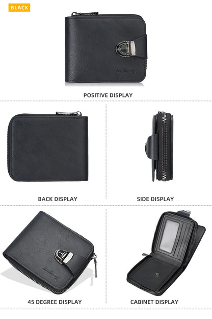 Men's Wallet Made pu Skin Purse for Men Coin Purse Short Male Card Holder Wallets Zipper Around Money Coin Purse