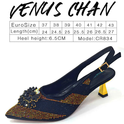 Italian Shoes and Bags Matching Set 2024 Silver Color Rhinestone Fashion High Heels for Women Pointed Toe Pumps