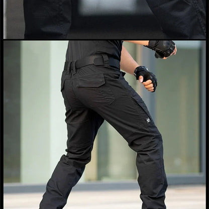 2024 Men Pants Tactical Cargo Pants Casual Waterproof Elastic Outdoor Woring Hiking Safari Style Trousers Male Multi Pockets