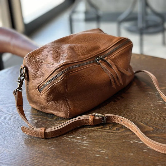 2026 New Leisure Genuine Leather Lightweight Women Shoulder Crossbody Bag Retro Soft Cowhide Versatile Bag
