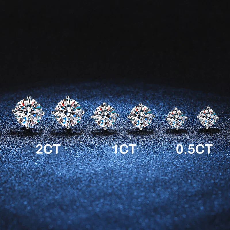 D Color 0.5-2CT 4 Prong Moissanite Screw Earrings For Women Girls Fine Jewelry S925 Sterling Silver Diamond Stud Earring
