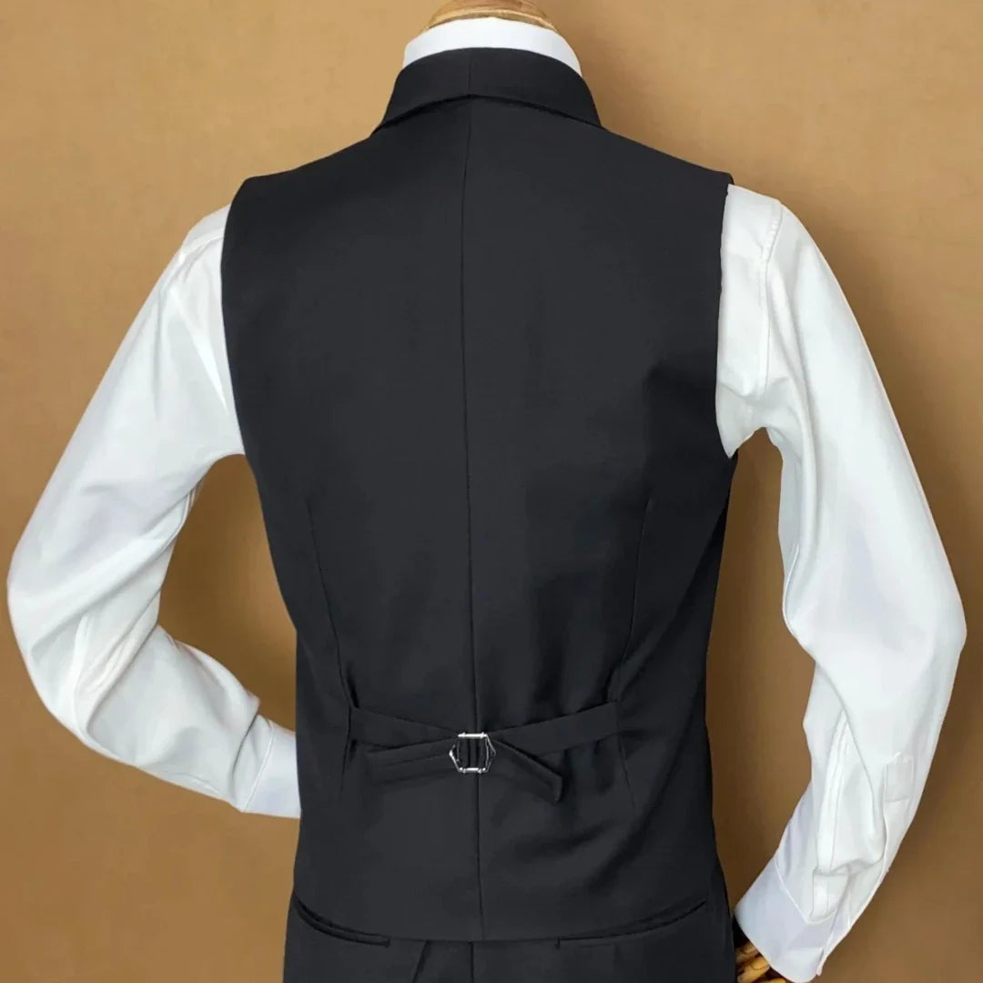 Men Vest Black With Lapel Solid Double Breasted Waistcoat For Wedding Business Party Work Office Casual Daily Men Suit Vest