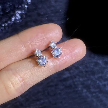 Full Moissanite Stud Earrings 925 Sterling Silver Lab Diamond Mossanite Earring for Women Party Wedding Ear Stud