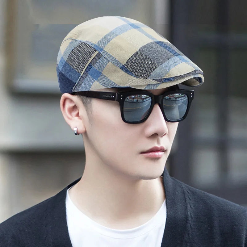 Colorful Plaid Forward-Caps for Men and Women Fashionable Baseball Caps Berets British Newsboy Hats Artist Hats
