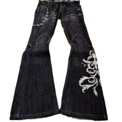 Y2K Micro La Retro Wide Jeans 2006 Leg Pants New High Waist Harajuku Loose Embroidered Women Jeans with Rock Punk Style