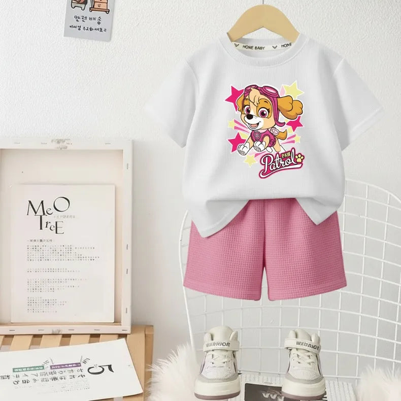 Printed Summer Girls Casual Outfits Children's Shorts Sets Kids T Shirt and Shorts Two Piece Set Outdoor Sportwear
