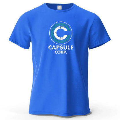 S-4XL Capsule Corp 100% Cotton Funny Printing Japan Anime Men T Shirt Tee Summer Streetwear Tops Fashion Brand Tshirt Clothing