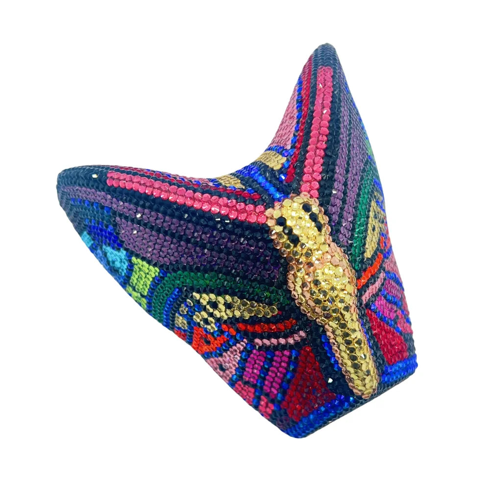 Hot Selling Butterfly Monarch Shaped Crystal Luxury Evening Bag Rhinestone Clutch Purse for Ladies Trendy Metal Frame Handbag