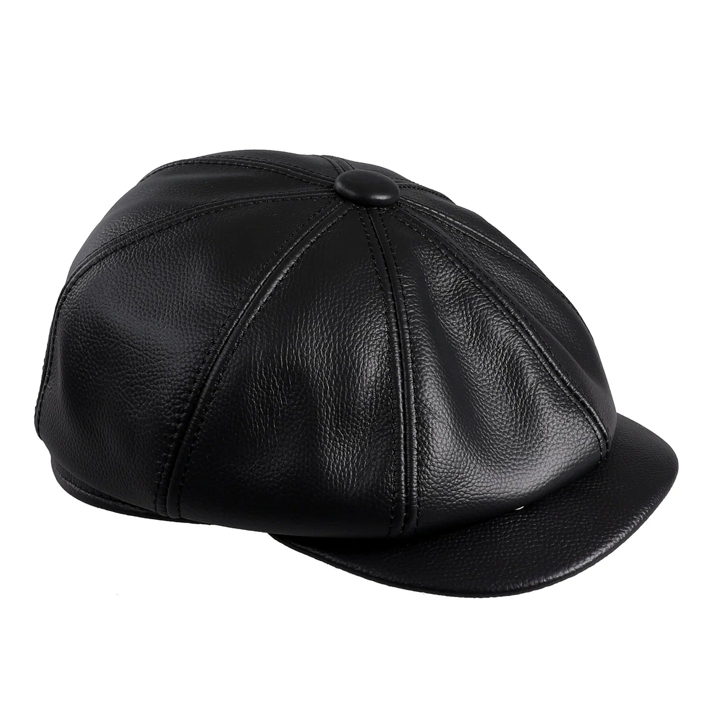 Men's Newsboy Flat Cap 100% Genuine Cowhide Leather Gatsby Ivy Golf Cabbie Driving Hat 8 Panels Classic Design