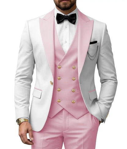 Men's 3 Piece Tuxedo Slim Fit for Men Tuxedo Suit Double Breasted  for Wedding Groom Business Tuxedos