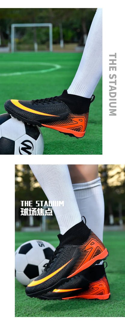 High Top Men Soccer Shoes Professional Football Boots Breathable Wear Resistant Training Match Sneakers Non Slip for Adult Sport