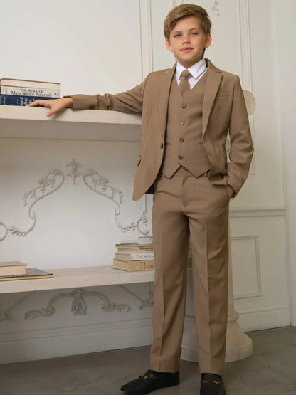 Boys Notched Lapel Suit Set 3 Pieces Wedding Ring Bearer Outfit Handsome Classic Kids Suits Birthday Party Outfit 2-20T