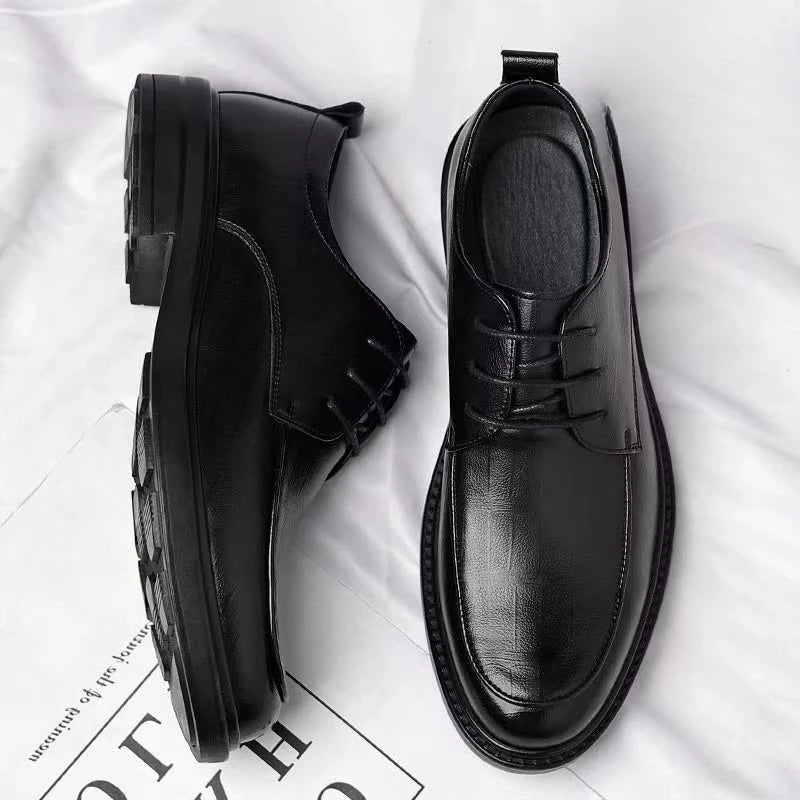 2024 New Men's Height Increasing Soft Leather Breathable Casual Business Elevator Shoes