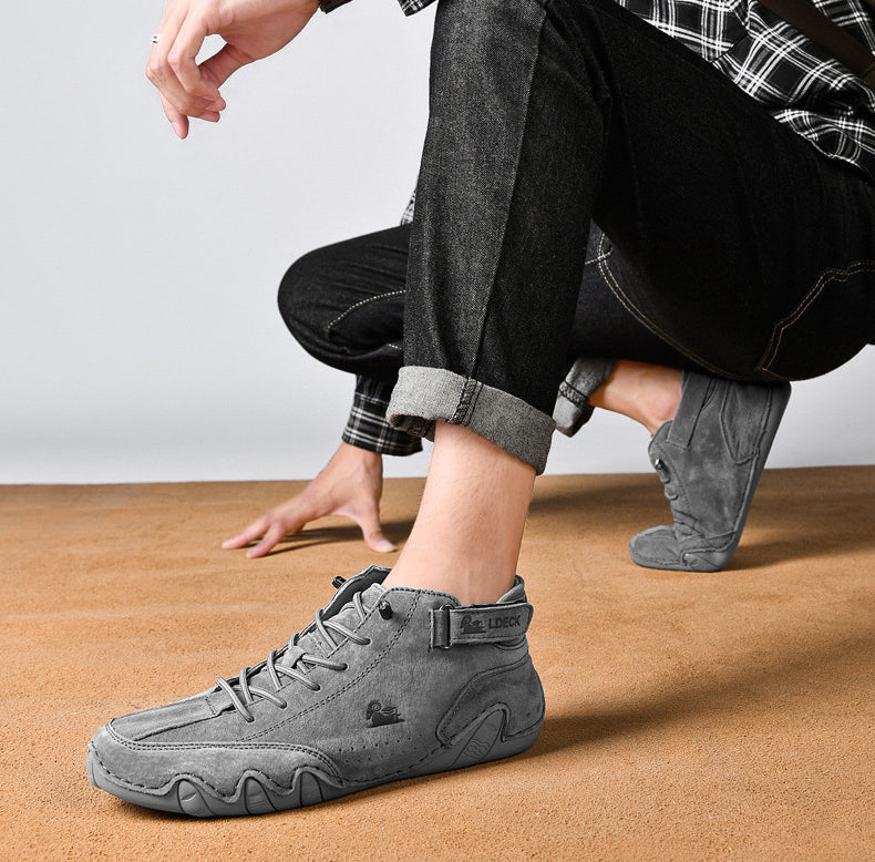 Men Leather Casual Shoes Non-slip Walking Sports Shoes Handmade Shoes for Men with Free Shipping High Top Sneakers Masculino