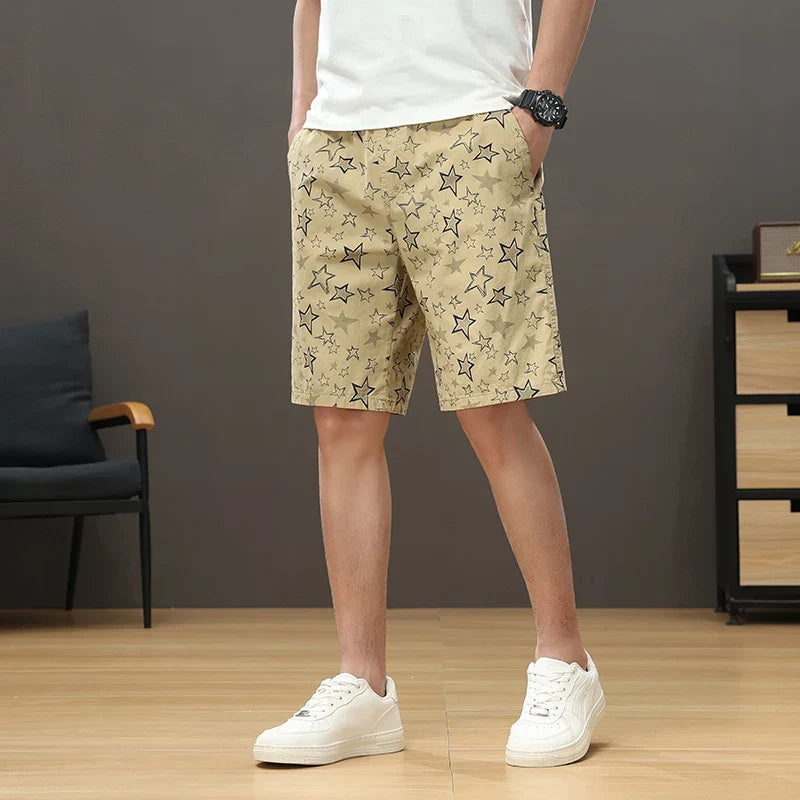 Streetwear Star Print Shorts Men Hawaii Beach Casual Shorts Outdoor Cotton Sports Elastic Waist 6XL Oversized Baggy Half Pants