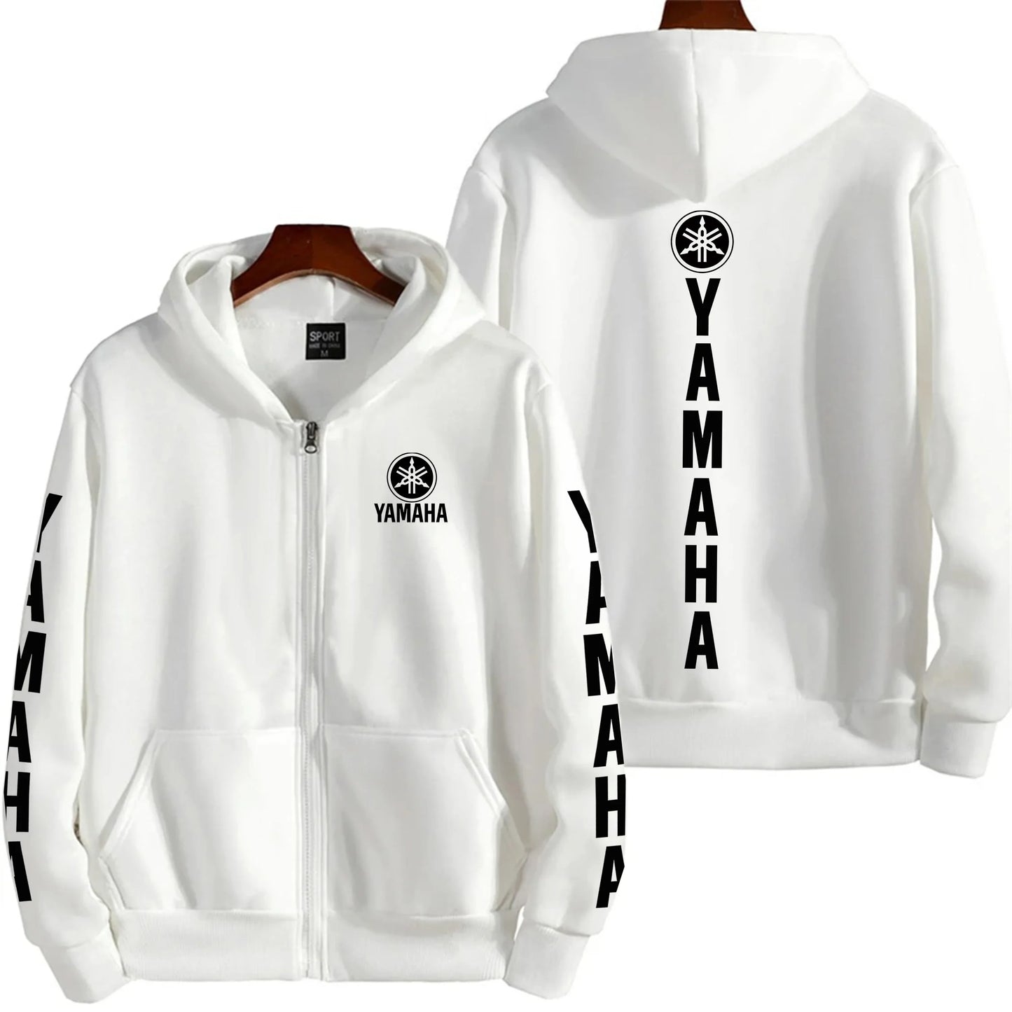 Men's YAMAHA Zipper Hoodie Long Sleeve Motorcycle Racing Printed Hoodie Sportswear Casual Street Couple Jacket with Pocket