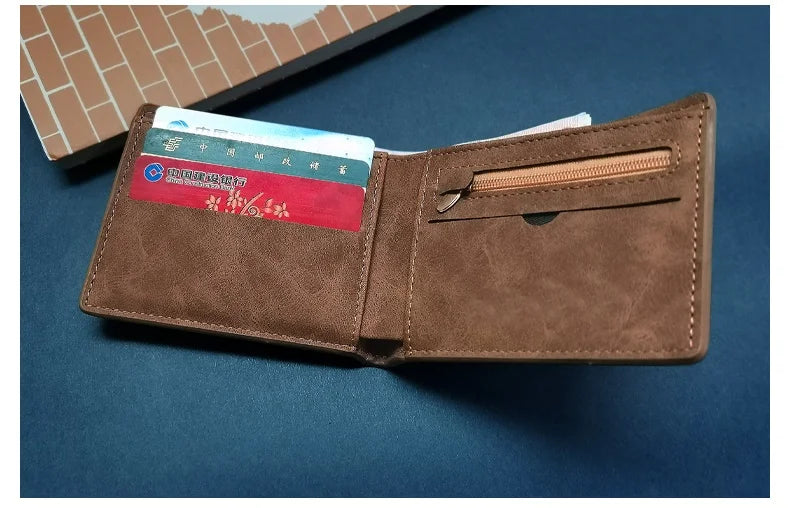 2022 New Fashion PU Leather Men's Wallet With Coin Bag Zipper Small Money Purses Dollar Slim Purse New Design Money Wallet