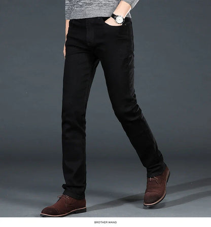 Men Plus Size Jeans 38 40 Slim Skinny Stretch Straight Classic Version of Simple Black Denim Pants Male Brand Clothing