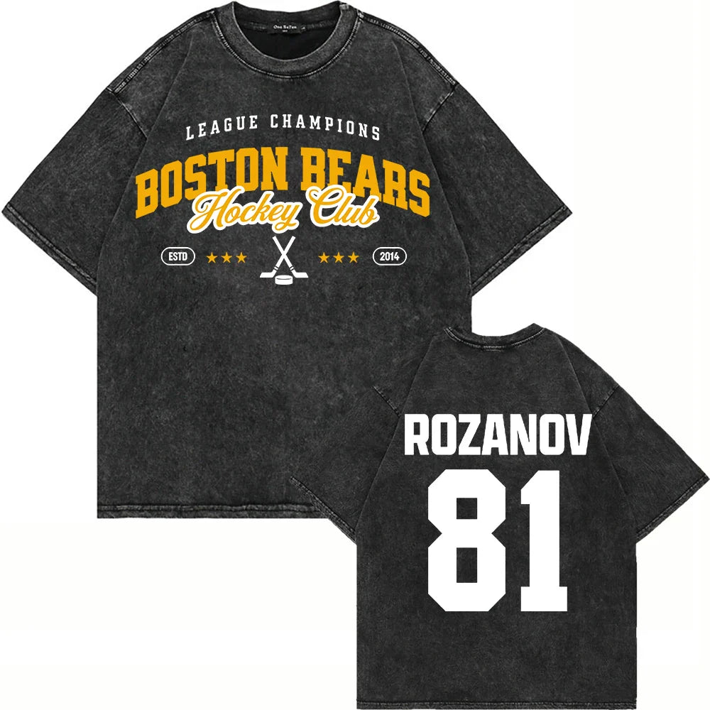 Vintage Washed Heated Rivalry Ilya Rozanov 81 Boston Raiders Tshirt Men Shane Hollander 24 Montreal Metros 100% Cotton Tees Tops