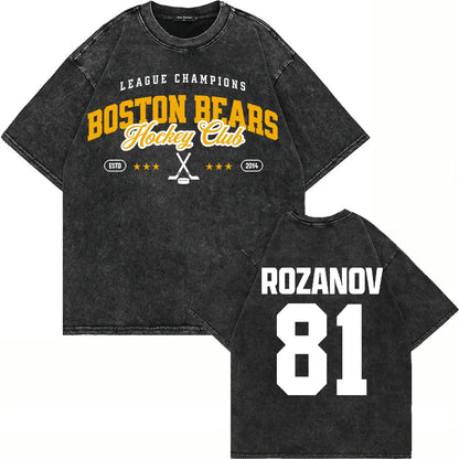 Vintage Washed Heated Rivalry Ilya Rozanov 81 Boston Raiders Tshirt Men Shane Hollander 24 Montreal Metros 100% Cotton Tees Tops