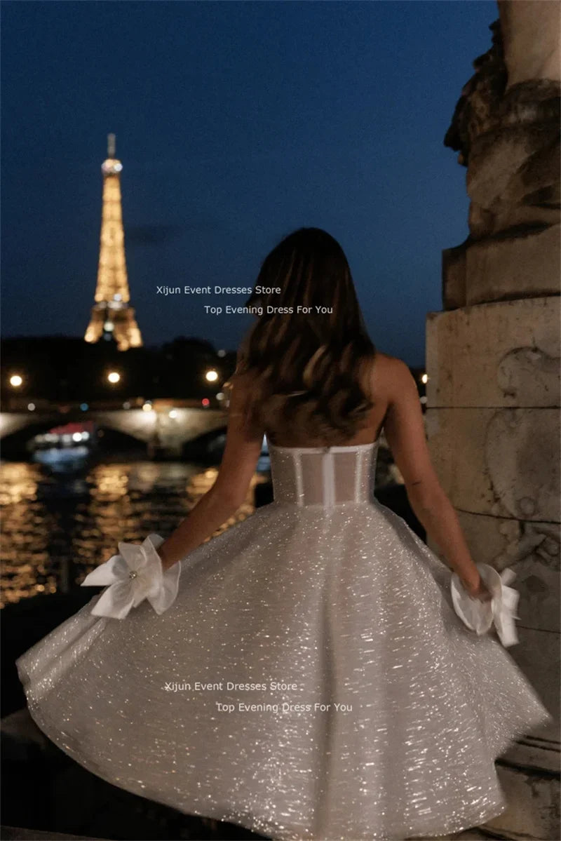 Glitter Long Wedding Dresses Sweetheart Sleeveless Prom Dresses Tulle Bridal Gowns Bride Robes Vestidos De Novia Evening