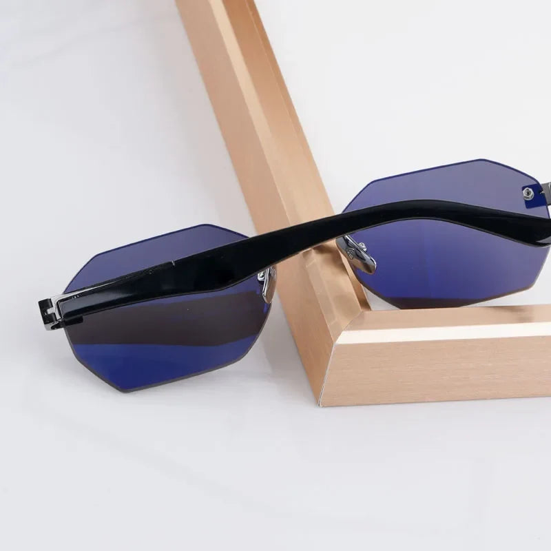 Designer Rimless Sunglasses THE AMAN I Irregular for Men Women Alloy Luxury Germany Brand Design High Quality UV400 with Case