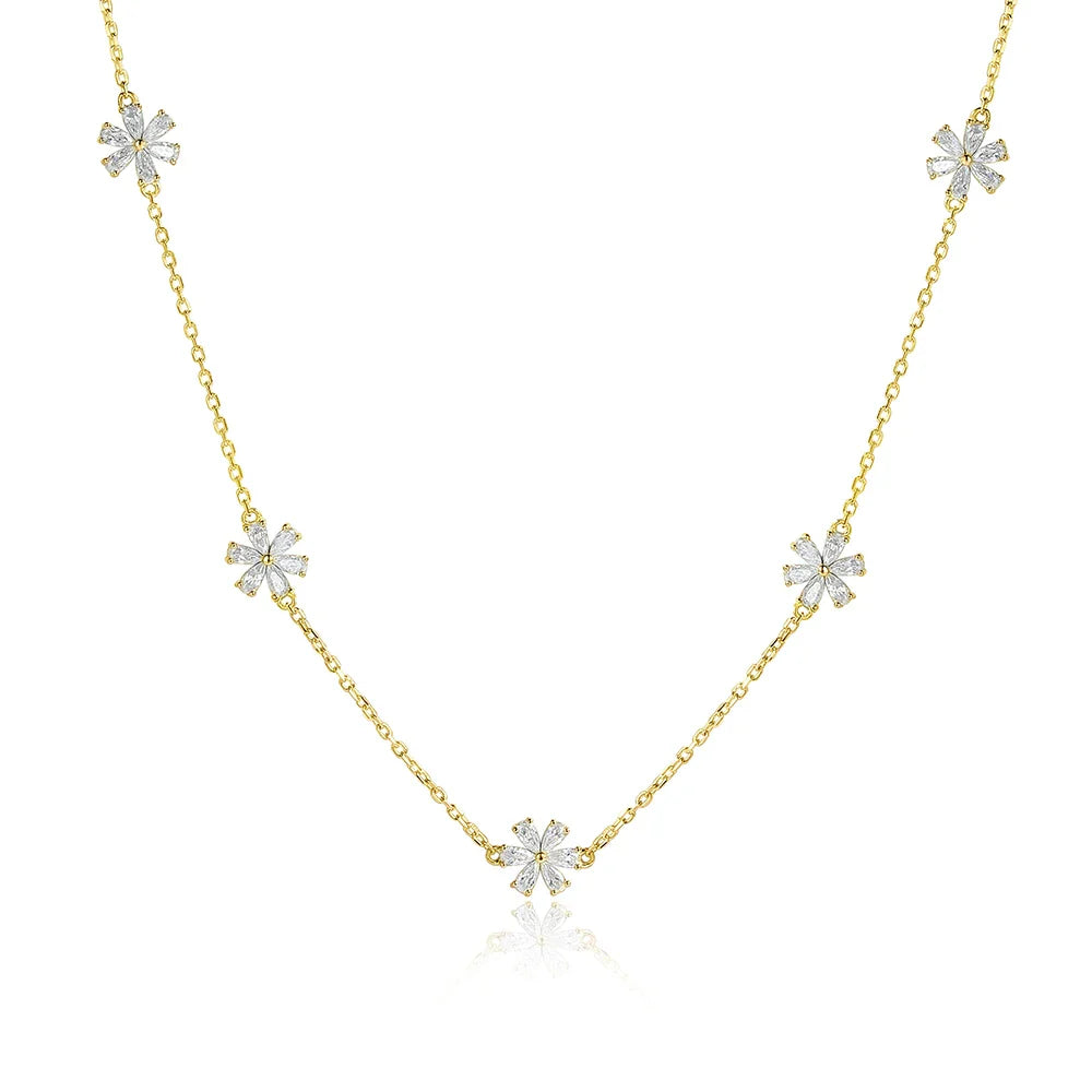 Pear Cut Flower Moissanite Necklaces for Women GRA Certified Lab Moissanite s925 Sterling Silver Chain Dainty Necklace