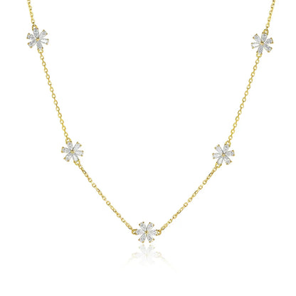 Pear Cut Flower Moissanite Necklaces for Women GRA Certified Lab Moissanite s925 Sterling Silver Chain Dainty Necklace