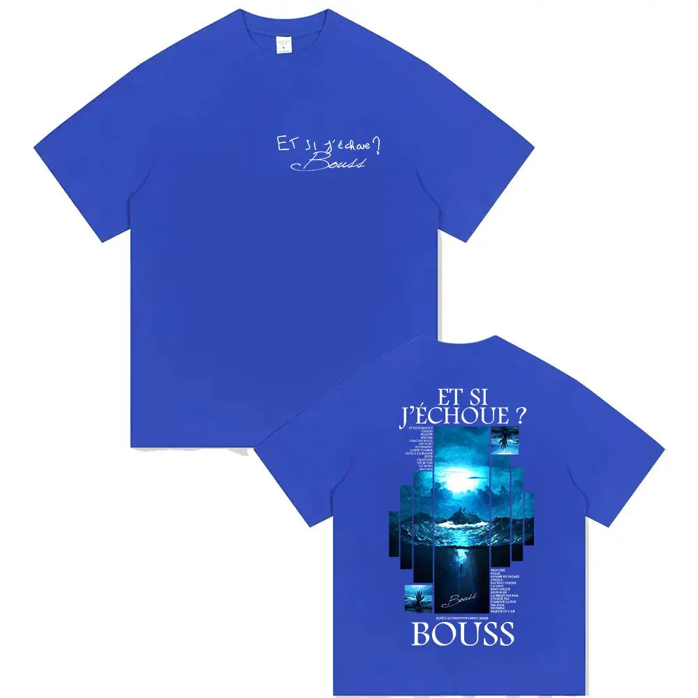 Rapper BOUSS ET SI J'ECHOUE ?  Tour 2025 Graphic T Shirt Men's Retro Hip Hop Short Sleeve T-shirts Pure Cotton Tshirt Streetwear