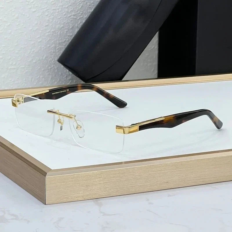 Designer Boundless Sunglasses THE ARTIST I Handmade in Germany Rectangle Alloy Acetate Luxury Top Quality UV400 Unisex with Case