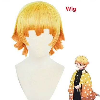 Adult and Kids Anime Demon Slayer Kimetsu No Yaiba Agatsuma Zenitsu Costume Cosplay Kimono Uniform Halloween Party Costumes