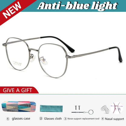 Simple Fashion Large Frame Titanium Design Women Anti-blue Light Reading Glasses Men Customized Prescription 02-K5012