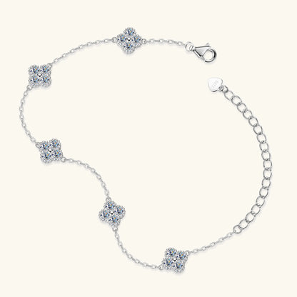 3mm Certified Moissanite Pendant Necklace for Women Classic Clover Flower Neck Chain 100% Pure 925 Silver Chain Charm