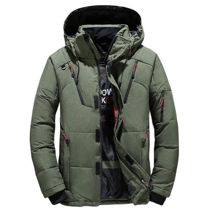 Winter White Duck Down Jacket Men Travel Hiking Thicken Warm Hooded Puffer Jackets Windproof Overcoat Down Coat Male Clothing