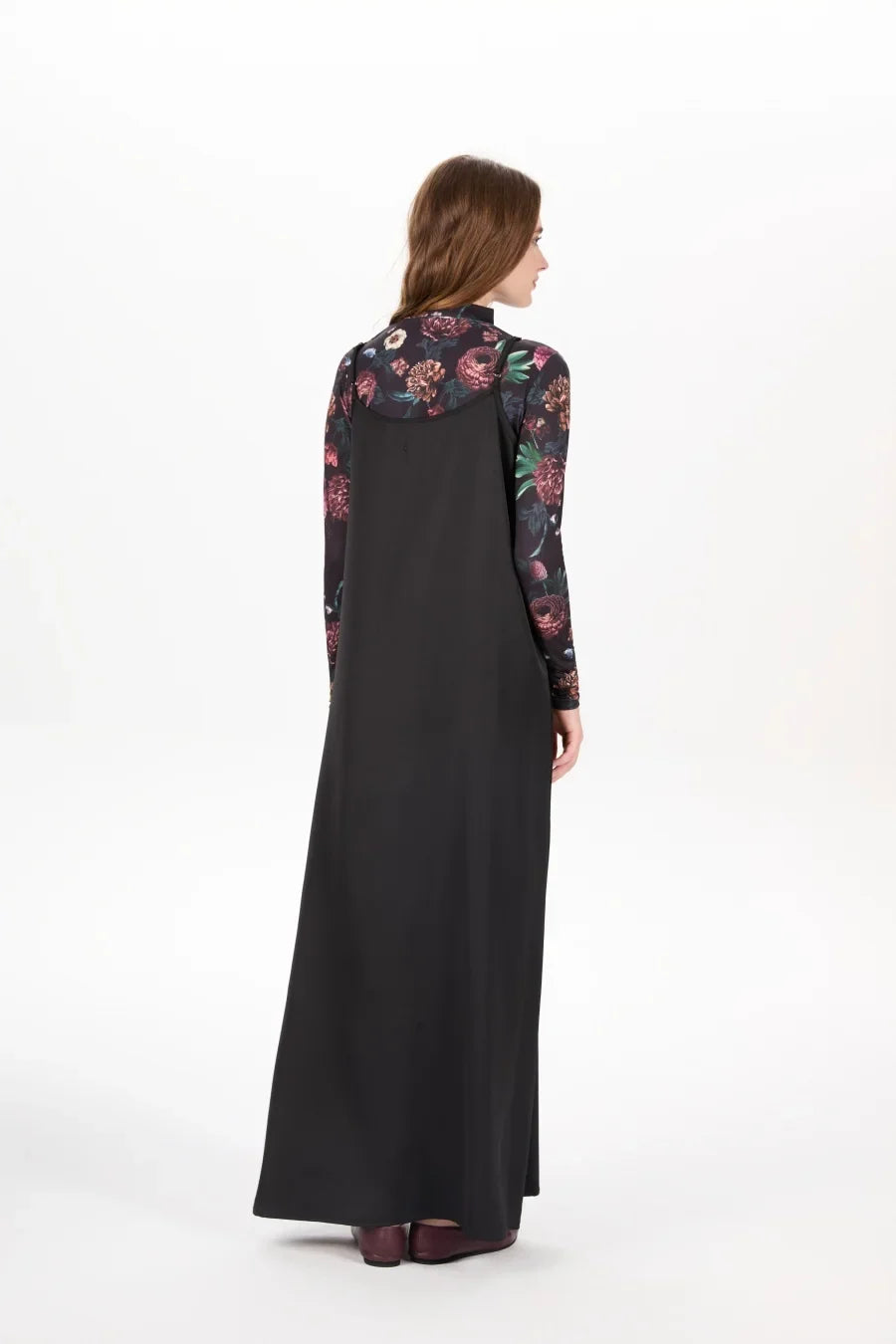 AS AW25 woman clothing mockneck + elegance slip satin dress matching look adjustable maxi floor length lady wear