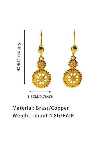 Women's 24K Gold Tassel Earrings, AU999 | "Tranquility" engraving with thread motifs, subtle professionalism for daily wear.