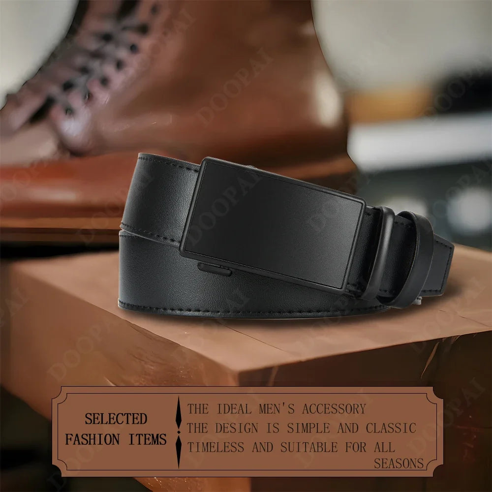 Metal Sand Surface Automatic Film Buckle, High-quality Cowhide Men's Premium Business Waist Belt/belt, Color Optional