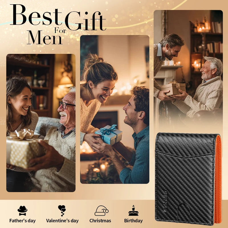 Men's Slim Foldable Wallet with Anti-theft Brush, Slim Front Card Slot Large Capacity, 9 Card Slots Slots, Couple Mutual