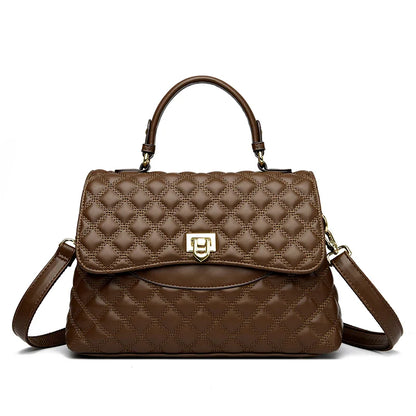 New Women's Soft Leather Shoulder Bags Multi-Layer Pockets Messenger Crossbody Bags Luxury Designer Female Handbags and Purses