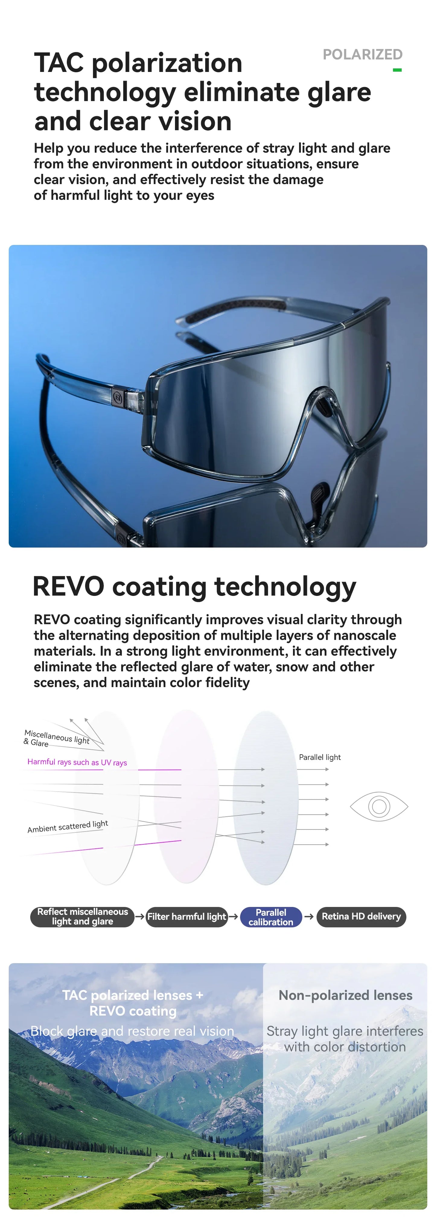 Outdoor Cycling Sunglasses Polarized UV400 Driving Eyewear Bicycle Goggles Non-slip Anti-fog Photochromic Glasses