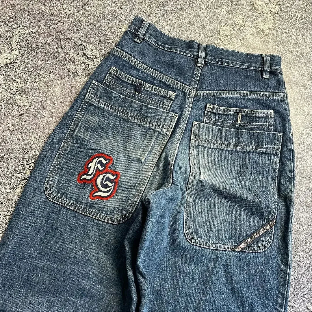 Y2k 2000s Clothes Baggy Jeans For Men  And Women Clothing Harajuku Fashion Retro Hip Hop Embroidery Trousers Woman Streetwear