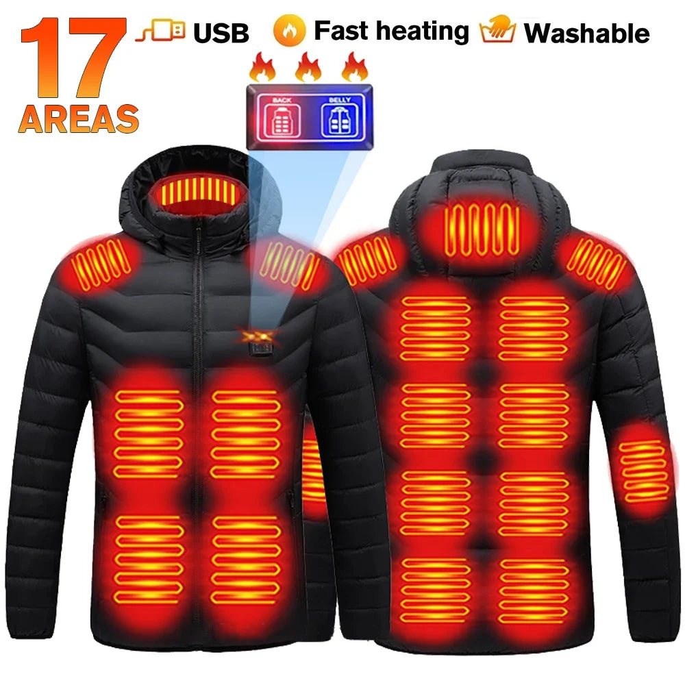 21 Areas Heated Jacket Women's Warm Vest USB Men's Heating Jacket  Waterproof Winter Heated Jackets Ski Clothing Coat Heated