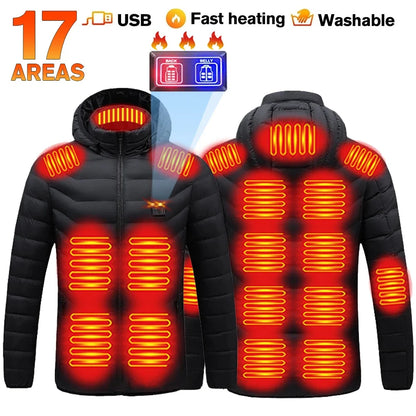 21 Areas Heated Jacket Women's Warm Vest USB Men's Heating Jacket  Waterproof Winter Heated Jackets Ski Clothing Coat Heated
