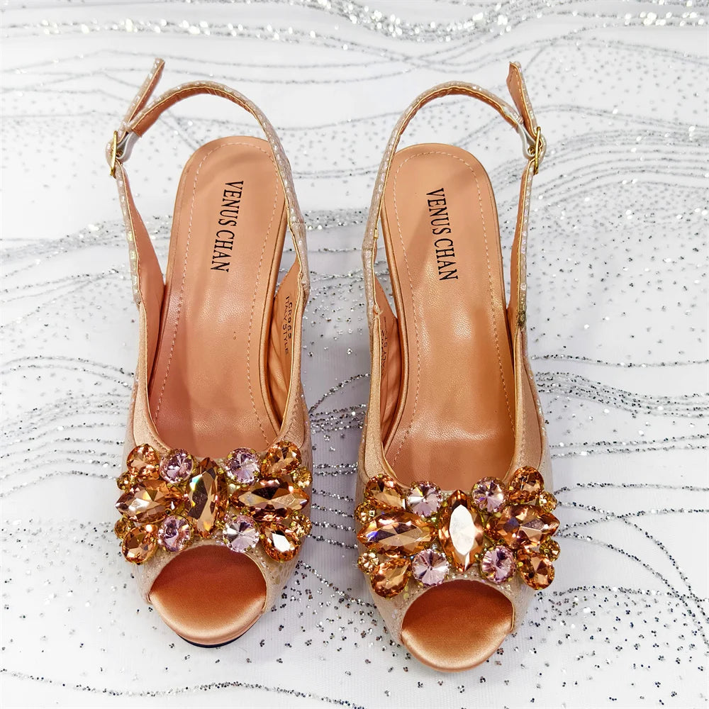 2025 Fashionable Orange Open Toe Women's Sandals with Matching Bag Set - Perfect for Weddings and Parties